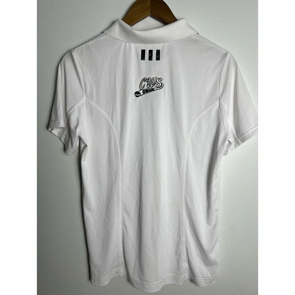 NWT! Adidas Louisville Cardinals CWS Omaha Polo Shirt Men LG White Puremotion‎
